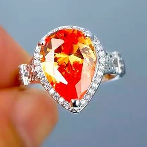 ✨Pear Cut Orange Fire Engagement Ring✨